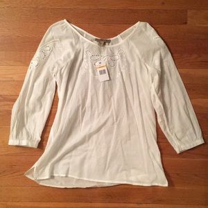 White Eyelet Flowy Top